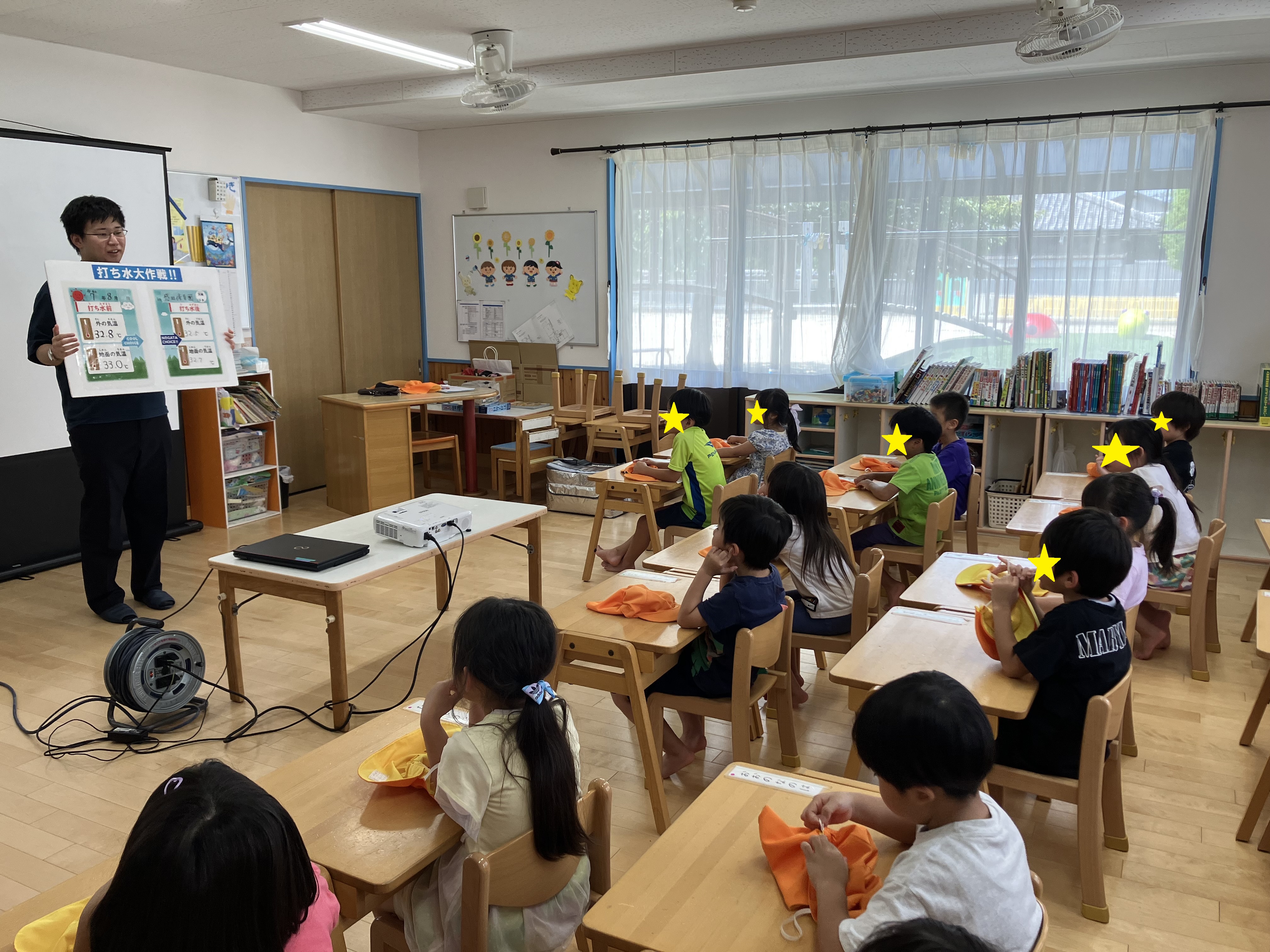 感田保育園打ち水大作戦の様子 感田保育園打ち水大作戦の様子