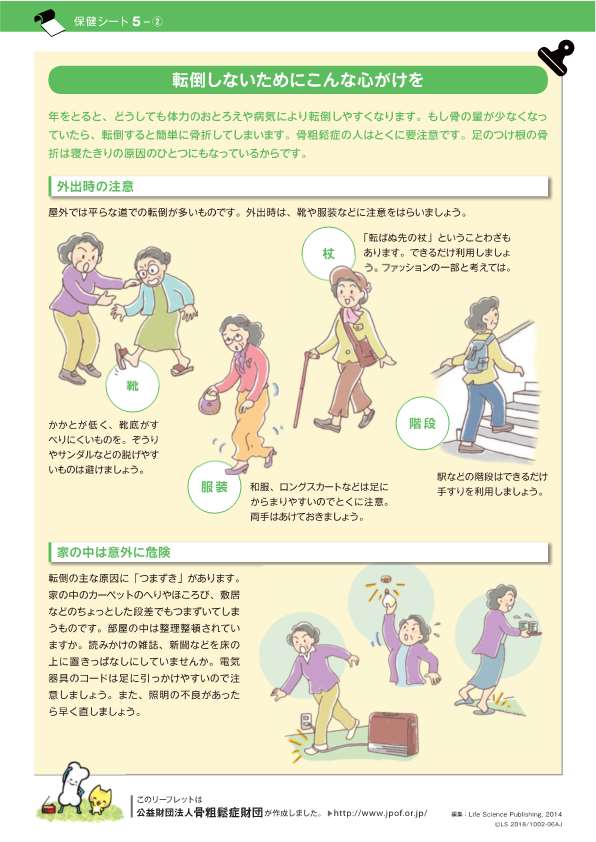骨粗鬆症財団作成「転倒予防のために安全な住まいづくりを」のリーフレット2