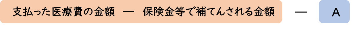（支払った医療費の金額ー保険金等で補てんされる金額）ーA